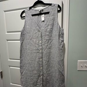 GAP Navy and White Striped Dress Linen-large perfect condition